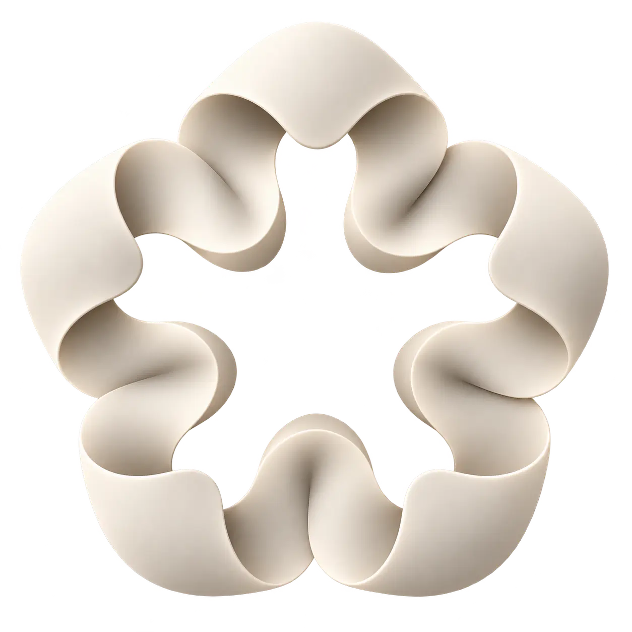 Five softly folded M petals joined into the Mokko Labs flower